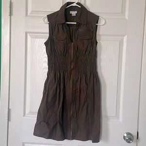 J Gee Brown sleeveless zip-up dress Sz M